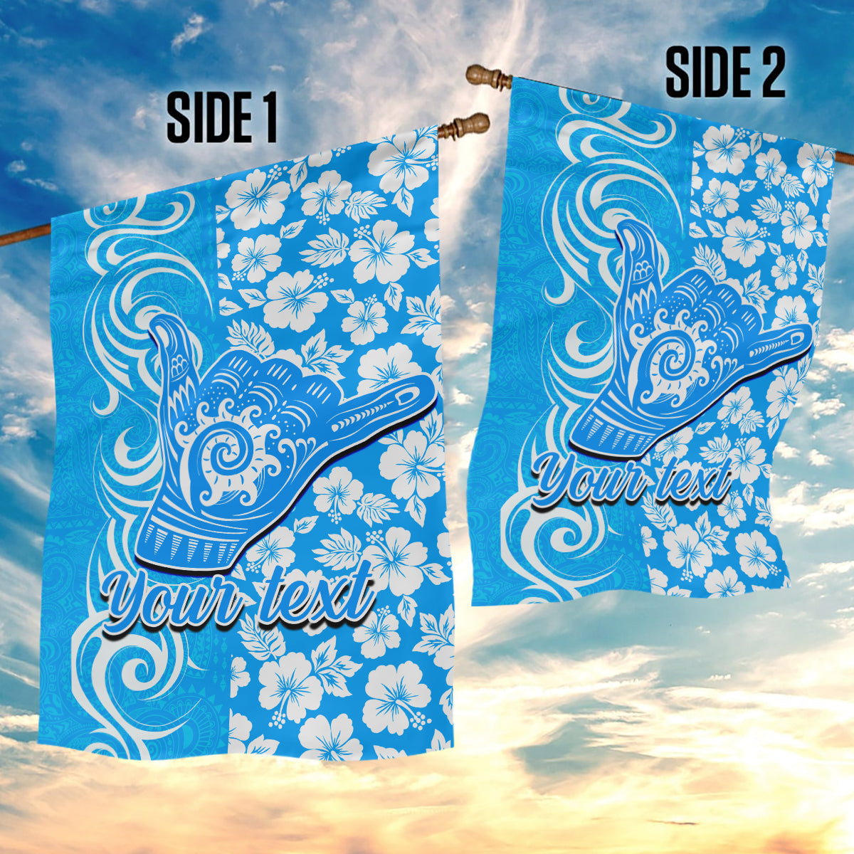 Custom Hawaii Kauai Island Garden Flag Hibiscus Pattern Seamless Tribal Simple Blue LT03 - Polynesian Pride