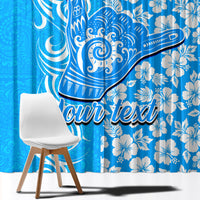 Custom Hawaii Kauai Island Window Curtain Hibiscus Pattern Seamless Tribal Simple Blue LT03 - Polynesian Pride