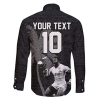 Custom Fiji Rugby Pacific Champions 2024 Family Matching Long Sleeve Bodycon Dress and Hawaiian Shirt Anniversary 7 Titles - Fijians Rugby and Tapa Hibiscus Black Art LT03 - Polynesian Pride