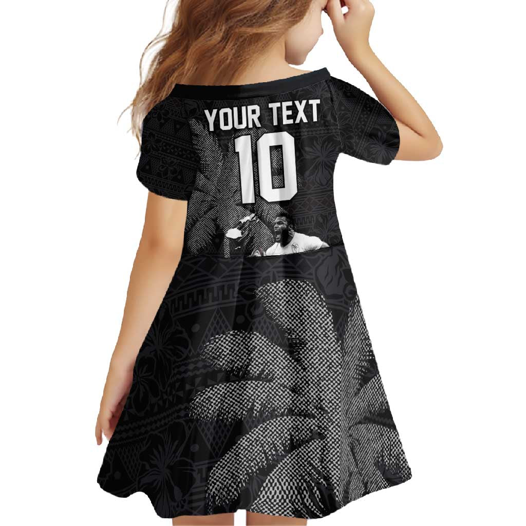 Custom Fiji Rugby Pacific Champions 2024 Family Matching Mermaid Dress and Hawaiian Shirt Anniversary 7 Titles - Fijians Rugby and Tapa Hibiscus Black Art LT03 - Polynesian Pride