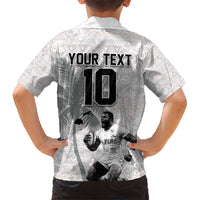 Custom Fiji Rugby Pacific Champions 2024 Family Matching Short Sleeve Bodycon Dress and Hawaiian Shirt Anniversary 7 Titles - Fijians Rugby and Tapa Hibiscus White Art LT03 - Polynesian Pride
