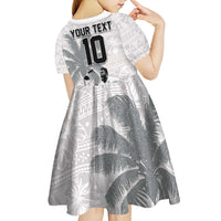 Custom Fiji Rugby Pacific Champions 2024 Kid Short Sleeve Dress Anniversary 7 Titles - Fijians Rugby and Tapa Hibiscus White Art