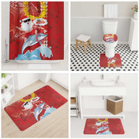 Hawaiian Mele Kalikimaka Bathroom Set Funny Santa Riding Lei Dolphin with Kakau Tattoos - Polynesian Pride