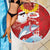 Hawaiian Mele Kalikimaka Beach Blanket Funny Santa Riding Lei Dolphin with Kakau Tattoos - Polynesian Pride
