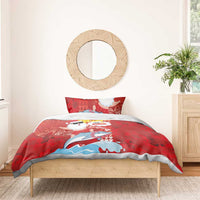 Hawaiian Mele Kalikimaka Bedding Set Funny Santa Riding Lei Dolphin with Kakau Tattoos - Polynesian Pride