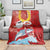 Hawaiian Mele Kalikimaka Blanket Funny Santa Riding Lei Dolphin with Kakau Tattoos - Polynesian Pride