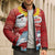Hawaiian Mele Kalikimaka Bomber Puffer Jacket Funny Santa Riding Lei Dolphin with Kakau Tattoos - Polynesian Pride