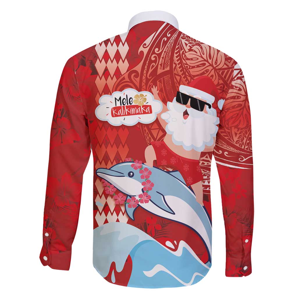 Hawaiian Mele Kalikimaka Family Matching Puletasi and Hawaiian Shirt Funny Santa Riding Lei Dolphin with Kakau Tattoos - Polynesian Pride