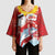 Hawaiian Mele Kalikimaka Kimono Sleeve Blouse Funny Santa Riding Lei Dolphin with Kakau Tattoos - Polynesian Pride