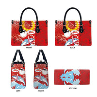 Hawaiian Mele Kalikimaka Leather Bag Funny Santa Riding Lei Dolphin with Kakau Tattoos - Polynesian Pride