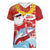 Hawaiian Mele Kalikimaka Women V-Neck T-Shirt Funny Santa Riding Lei Dolphin with Kakau Tattoos - Polynesian Pride