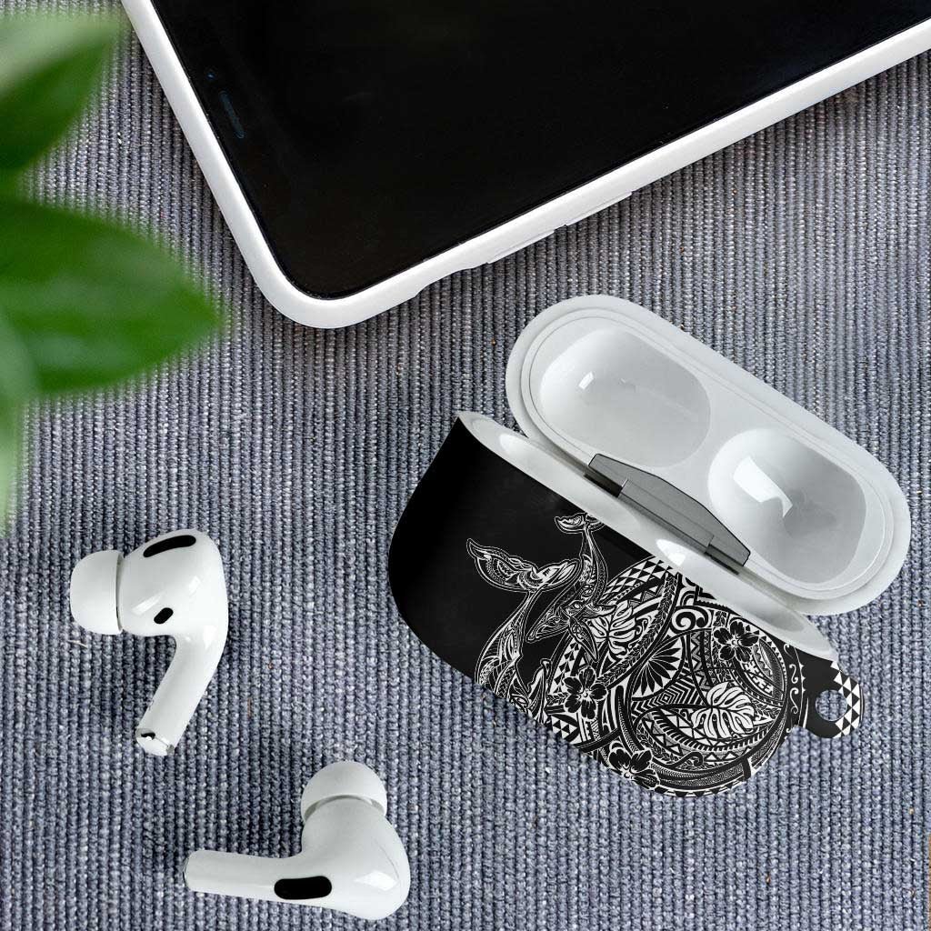 Hawaiian Whales Polynesian Art Motifs AirPods Case Black Color - Polynesian Pride