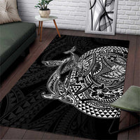 Hawaiian Whales Polynesian Art Motifs Area Rug Black Color - Polynesian Pride
