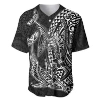 Hawaiian Whales Polynesian Art Motifs Baseball Jersey Black Color - Polynesian Pride