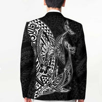 Hawaiian Whales Polynesian Art Motifs Blazer Black Color - Polynesian Pride