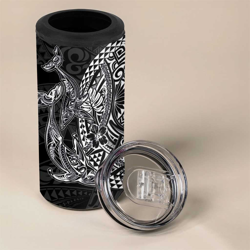 Hawaiian Whales Polynesian Art Motifs 4 in 1 Can Cooler Tumbler Black Color - Polynesian Pride