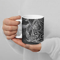 Hawaiian Whales Polynesian Art Motifs Ceramic Mug Black Color - Polynesian Pride