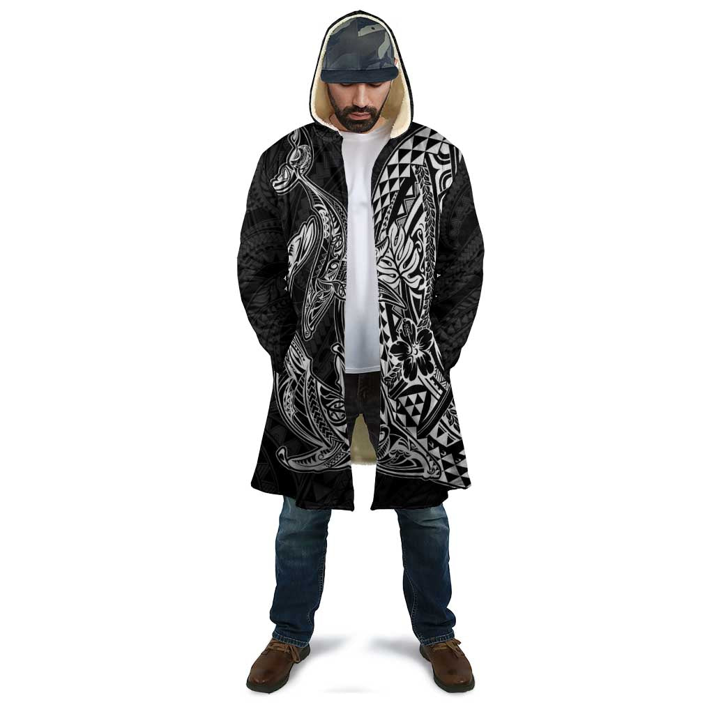 Hawaiian Whales Polynesian Art Motifs Cloak Black Color - Polynesian Pride