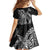 Hawaiian Whales Polynesian Art Motifs Family Matching Off The Shoulder Long Sleeve Dress and Hawaiian Shirt Black Color - Polynesian Pride