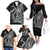 Hawaiian Whales Polynesian Art Motifs Family Matching Off The Shoulder Long Sleeve Dress and Hawaiian Shirt Black Color - Polynesian Pride