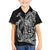 Hawaiian Whales Polynesian Art Motifs Family Matching Off The Shoulder Long Sleeve Dress and Hawaiian Shirt Black Color - Polynesian Pride