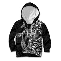 Hawaiian Whales Polynesian Art Motifs Kid Hoodie Black Color - Polynesian Pride