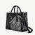 Hawaiian Whales Polynesian Art Motifs Leather Bag Black Color - Polynesian Pride