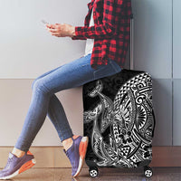 Hawaiian Whales Polynesian Art Motifs Luggage Cover Black Color - Polynesian Pride