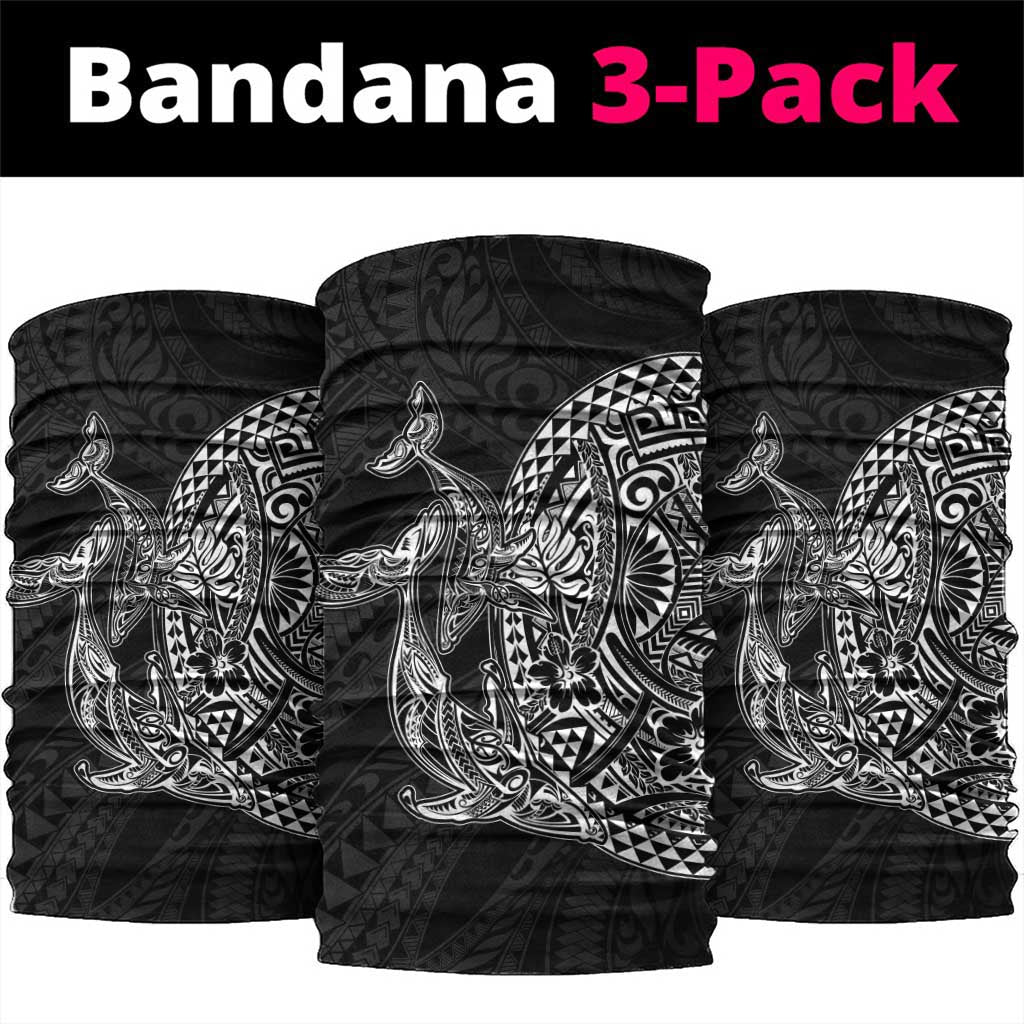 Hawaiian Whales Polynesian Art Motifs Neck Gaiter Black Color - Polynesian Pride