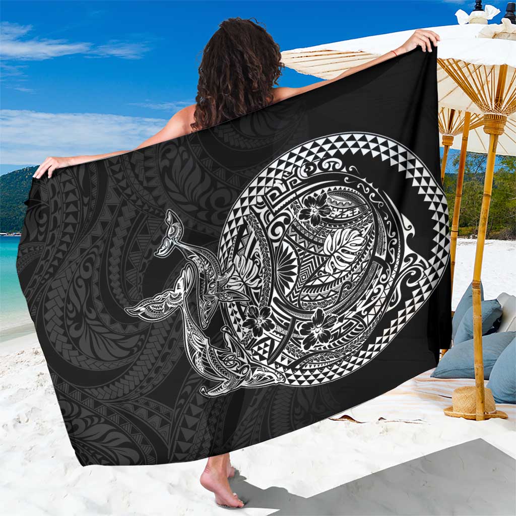 Hawaiian Whales Polynesian Art Motifs Sarong Black Color LT03 One Size 44 x 66 inches Black - Polynesian Pride