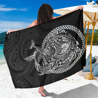Hawaiian Whales Polynesian Art Motifs Sarong Black Color - Polynesian Pride