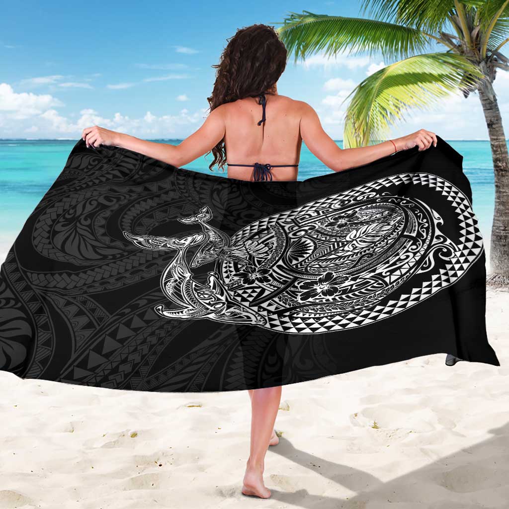 Hawaiian Whales Polynesian Art Motifs Sarong Black Color - Polynesian Pride
