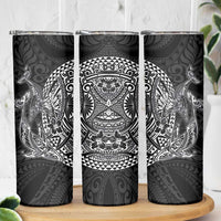 Hawaiian Whales Polynesian Art Motifs Skinny Tumbler Black Color - Polynesian Pride