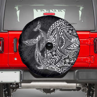 Hawaiian Whales Polynesian Art Motifs Spare Tire Cover Black Color - Polynesian Pride
