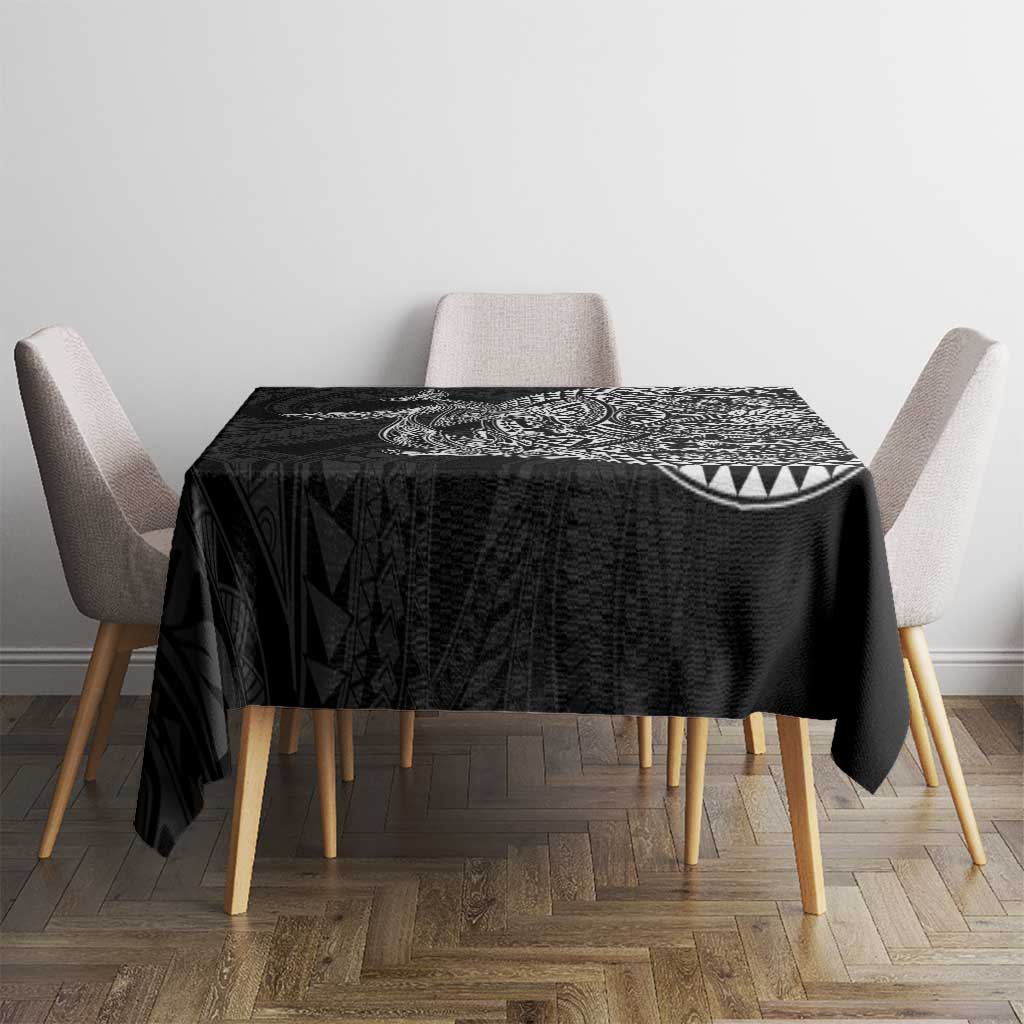 Hawaiian Whales Polynesian Art Motifs Tablecloth Black Color - Polynesian Pride