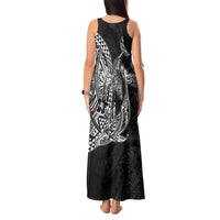 Hawaiian Whales Polynesian Art Motifs Tank Maxi Dress Black Color - Polynesian Pride