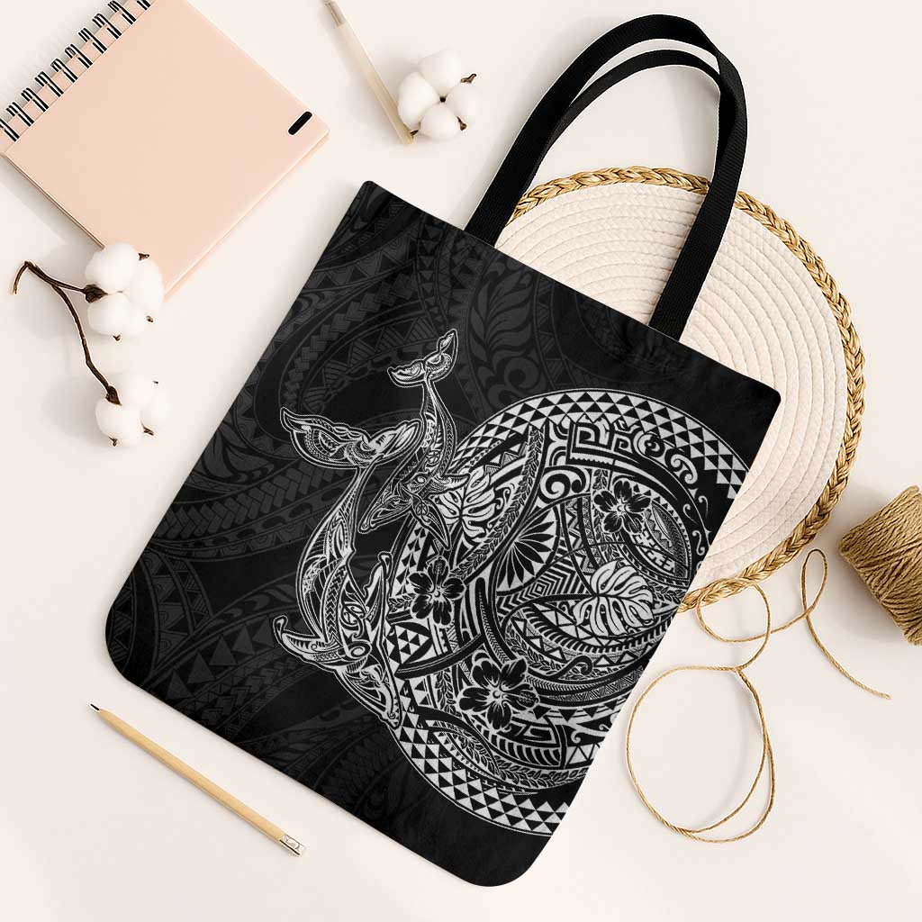 Hawaiian Whales Polynesian Art Motifs Tote Bag Black Color LT03 Black Strap One Size Black - Polynesian Pride