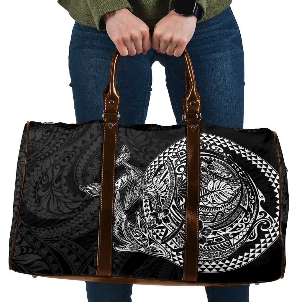 Hawaiian Whales Polynesian Art Motifs Travel Bag Black Color LT03 Black - Polynesian Pride