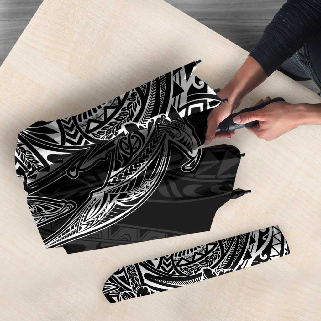 Hawaiian Whales Polynesian Art Motifs Umbrella Black Color - Polynesian Pride