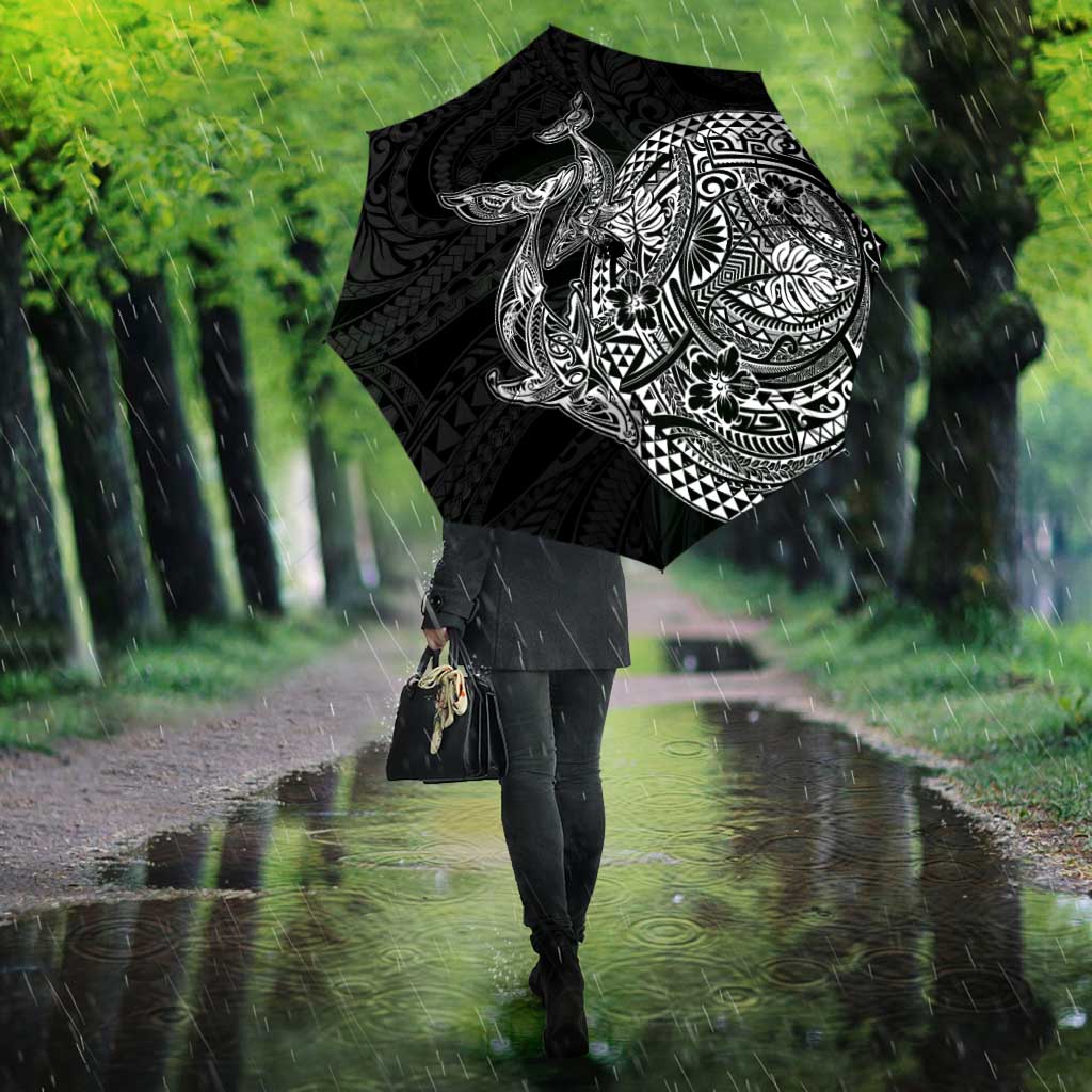 Hawaiian Whales Polynesian Art Motifs Umbrella Black Color - Polynesian Pride