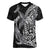 Hawaiian Whales Polynesian Art Motifs Women V-Neck T-Shirt Black Color - Polynesian Pride