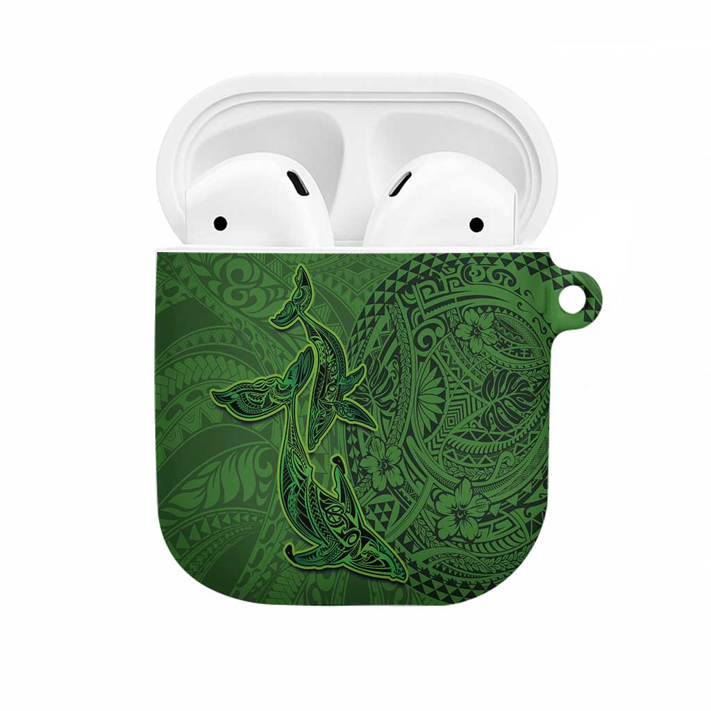 Hawaiian Whales Polynesian Art Motifs AirPods Case Green Color LT03 Green - Polynesian Pride
