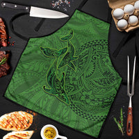 Hawaiian Whales Polynesian Art Motifs Apron Green Color - Polynesian Pride
