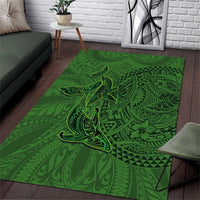 Hawaiian Whales Polynesian Art Motifs Area Rug Green Color - Polynesian Pride