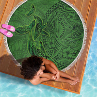 Hawaiian Whales Polynesian Art Motifs Beach Blanket Green Color - Polynesian Pride