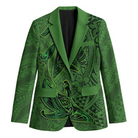 Hawaiian Whales Polynesian Art Motifs Blazer Green Color - Polynesian Pride