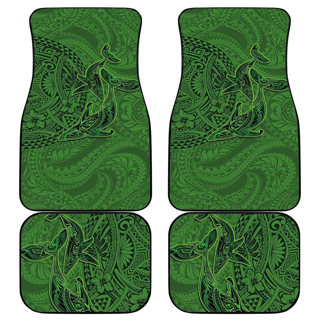 Hawaiian Whales Polynesian Art Motifs Car Mats Green Color - Polynesian Pride