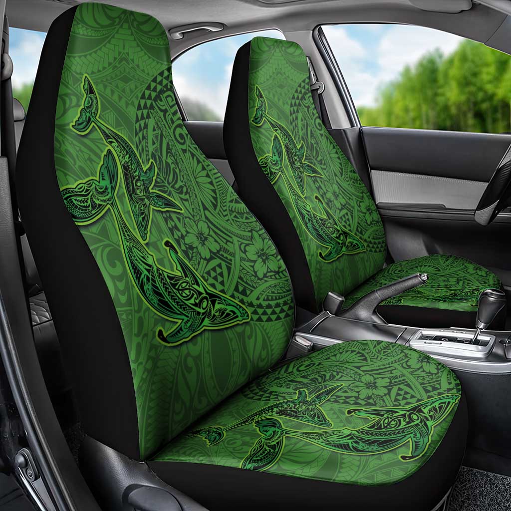 Hawaiian Whales Polynesian Art Motifs Car Seat Cover Green Color - Polynesian Pride