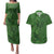 Hawaiian Whales Polynesian Art Motifs Couples Matching Puletasi and Hawaiian Shirt Green Color - Polynesian Pride