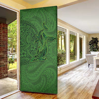 Hawaiian Whales Polynesian Art Motifs Door Cover Green Color - Polynesian Pride